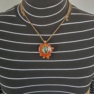 Emerald third eye pinecone necklace